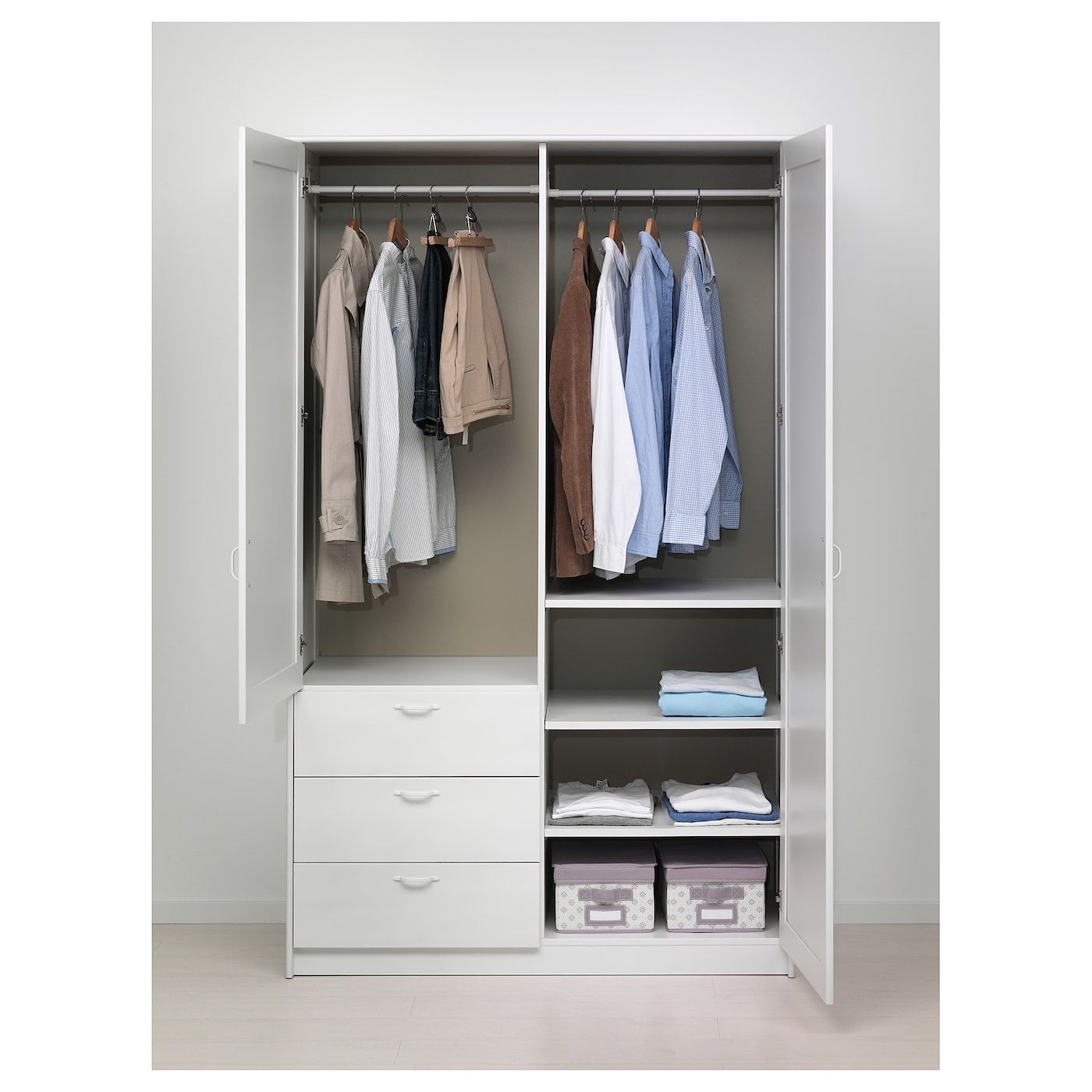 Widely Used Musken Wardrobe With 2 Doors+3 Drawers, White, 124x60x201 Cm – Ikea With Regard To Wardrobes With 3 Drawers (Photo 5 of 10)