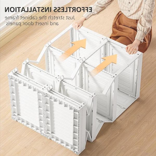 Widely Used Wardrobes With Cube Compartments With Regard To Homcom Portable Wardrobe Closet, Folding Armoire, Storage Organizer With Cube  Compartments, Hanging Rod, Magnet Doors, White 831 559 – The Home Depot (View 10 of 10)
