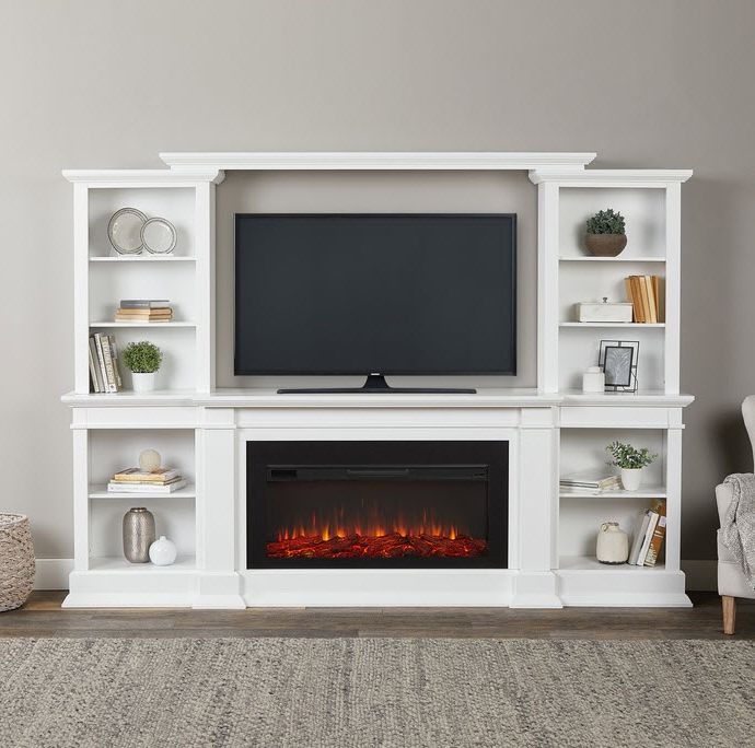 107" Monte Vista White Tv Stand Electric Fireplace Intended For Preferred Tv Stands With Electric Fireplace (View 10 of 10)