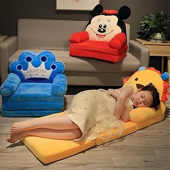 2 In 1 Foldable Sofas Pertaining To Preferred Foldable Kids Sofa, 2 In 1 Foldable Backrest Armchair, Children Plush Sofa,  Cute Cartoon Lazy Sofa, Children Flip Open Sofa Bed For Living Room Bedroom  For Baby Boys Girls,o,3 Floors : Amazon.co.uk: (Photo 7 of 10)