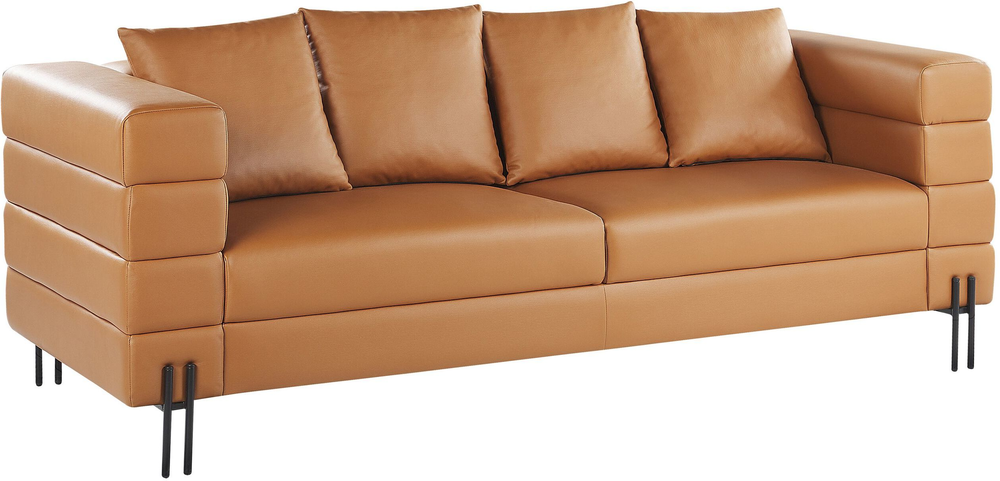 2017 Faux Leather Sofas Within Granna 3 Seater Faux Sofa In Brown Faux Leather Or White Boucle (View 3 of 10)