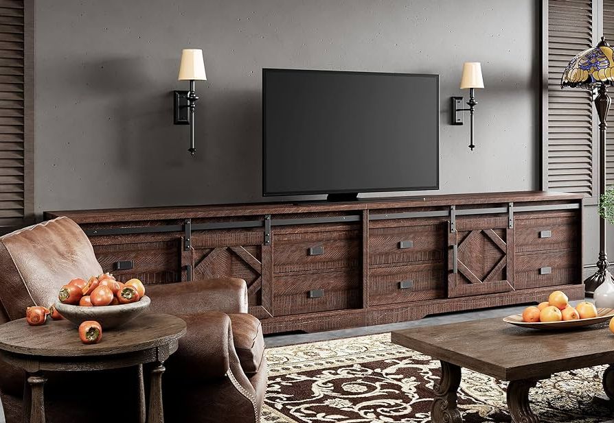 2017 Modern Farmhouse Rustic Tv Stands In Amazon: Wampat Modern Farmhouse 2 In 1 Tv Stand For Up To 110" Tvs Wood  Entertainment Center With Drawers And Adjustable Shelf For Living Room,  Rustic Brown : Home & Kitchen (Photo 1 of 10)