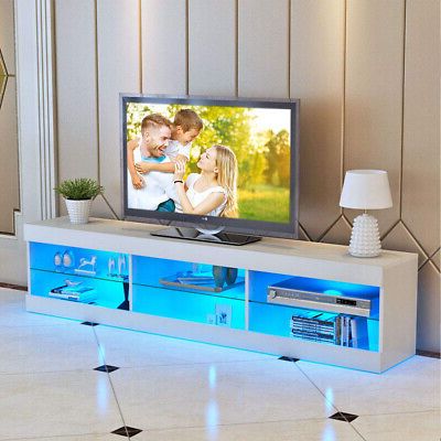 2017 Rgb Led Tv Stand Entertainment Center For 65 70 Inch Tv High Gloss Glass  Shelves (Photo 7 of 10)