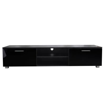 2017 Tier Stand Console Cabinets Within 63 Inch Tv Stand Console With 2 Tier Middle Shelf&2 Large Capacity Side  Door Cabinets – Yahoo Shopping (Photo 6 of 10)