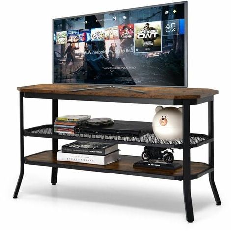 2018 3 Tier Tv Stand For Tvs Up To 46" Industrial Console Table Entertainment  Center For Tier Stands For Tvs (View 3 of 10)