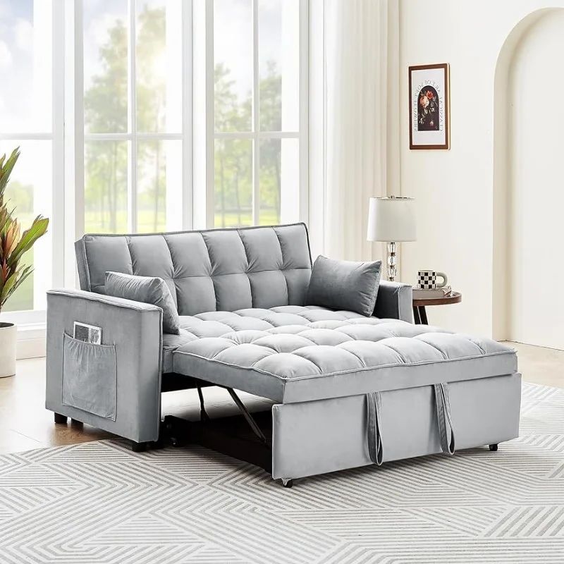 3 In 1 Gray Pull Out Sleeper Sofas Inside Well Known 3 In 1 Convertible Pull Out Sleeper Sofa Bed, Sofá Chair With Adjustable  Reclining Backrests Living Room Furniture – Aliexpress (View 4 of 10)