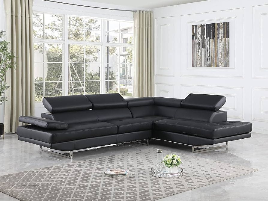 Amazon: Blackjack Furniture Union Modern Leather Air Tufted Living Room Left  Facing Sectional, Black : Everything Else Inside Most Up To Date Right Facing Black Sofas (View 8 of 10)