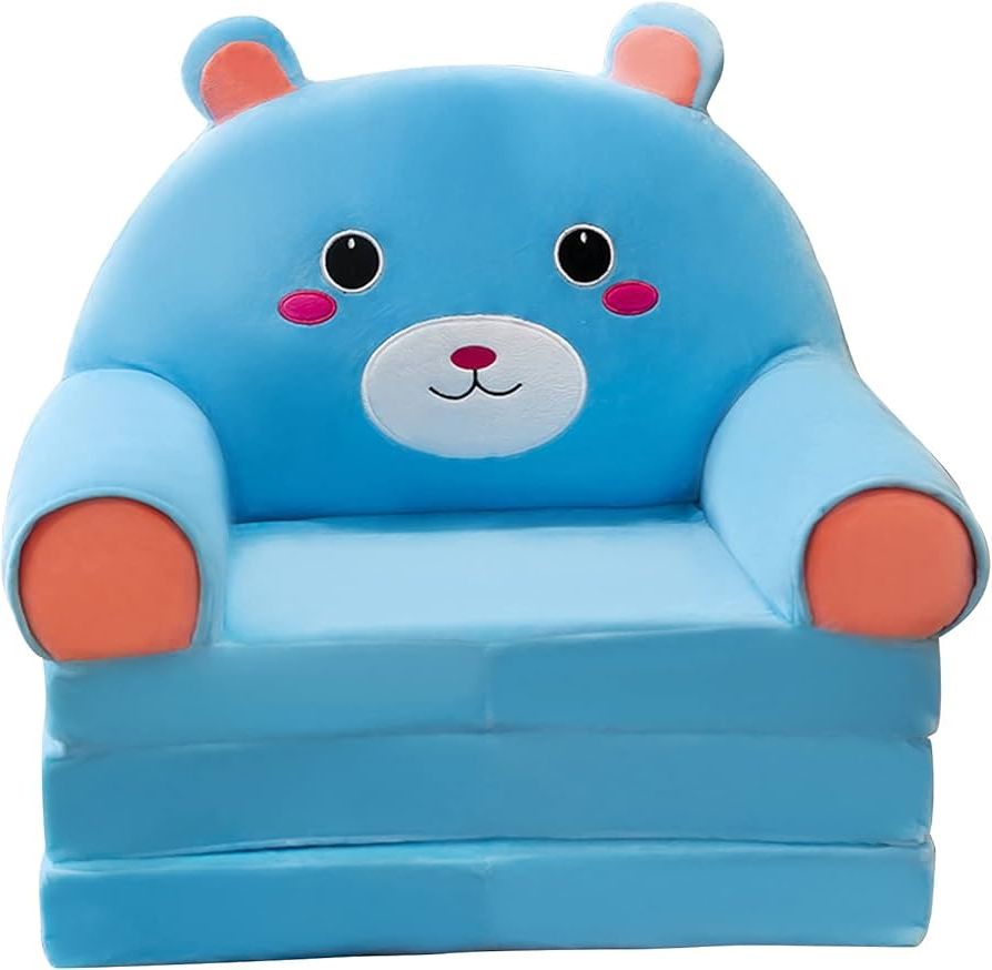 Amazon: Gursac Plush Foldable Kids Sofa Backrest Armchair 2 In 1  Foldable Children Sofa Cute Cartoon Lazy Sofa Children Flip Open Sofa Bed  For Living Room Bedroom Without Liner Filler : Home Within Latest 2 In 1 Foldable Children's Sofa Beds (View 9 of 10)