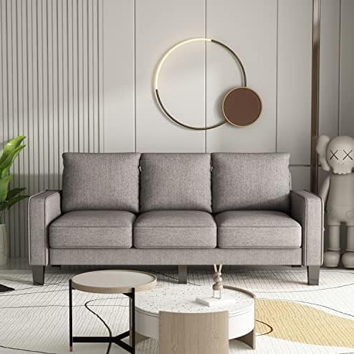 Amazon: Harper & Bright Designs Modern Upholstered Loveseat Sofa Couch  With Storage Box, Metal Frame And Solid Wood Legs For Living Room Bedroom  Office (3 Seat, Light Grey) : Home & Kitchen Inside 2017 Modern Light Grey Loveseat Sofas (View 8 of 10)