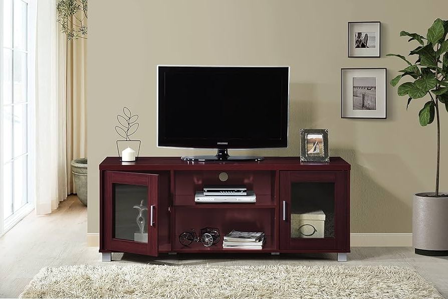 Amazon: Hodedah Mahogany 57" Wide Entertainment Center : Everything Else Pertaining To Most Popular Wide Entertainment Centers (View 10 of 10)