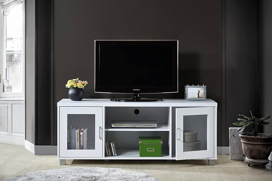 Amazon: Hodedah White 57" Wide Entertainment Center : Everything Else Throughout 2018 Wide Entertainment Centers (Photo 2 of 10)