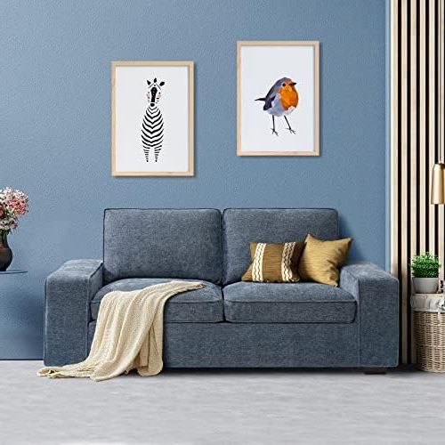 Amazon: Leisland 71.25" Modern Sofas For Living Room, Small Sofas  Couches For Small Spaces, Chenille Loveseat Couch With Solid Wood, Metal,  Square Arm And Removable Cover/easy To Install(blue) : Home & Kitchen Pertaining To 2018 Sofas For Compact Living (Photo 1 of 10)