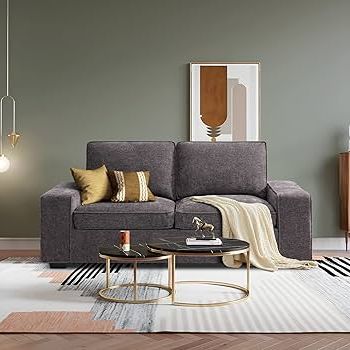 Amazon: Leisland 71.25" Modern Sofas For Living Room, Small Sofas  Couches For Small Spaces, Chenille Loveseat Couch With Solid Wood, Metal,  Square Arm And Removable Cover/easy To Install(dark Grey) : Home & Intended For Best And Newest Sofas For Compact Living (Photo 8 of 10)