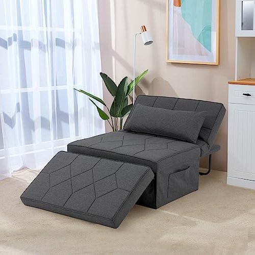 Amazon: Mdeam Upgraded Sleeper Chair Bed Sofa Bed 4 In 1 Multi Function  Folding Ottoman Bed With Adjustable Backrest For Small Apartment/living  Room,no Installation(dark Brown) : Home & Kitchen For Latest 4 In 1 Convertible Sleeper Chair Beds (Photo 2 of 10)