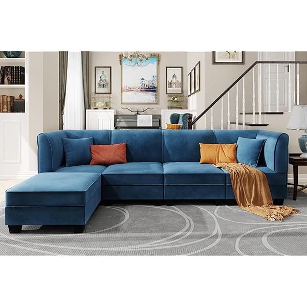 Amazon: Merax L Shaped 104" Sectional Sofas 3 Seat Sofa Sets Sectional  Sofa Couches With Reversible Chaise Lounge, Cup Holders And Storage Ottoman  For Living Room Furniture, Antique Grey : Home & Kitchen Intended For Well Known 104" Sectional Sofas (Photo 6 of 10)