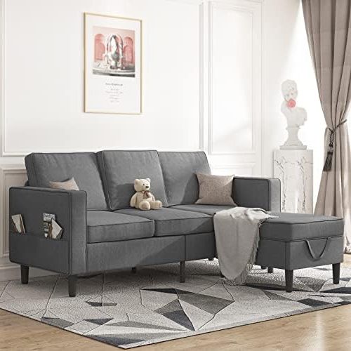 Amazon: Muzz Sectional Sofas, L Shaped Sectional Couches With Storage  Ottoman, Modern Linen Couch For Living Room, Convertible Sofa For Small  Living Room, Apartment And Small Space (dark Grey) : Everything Else Inside Most Recent Sofas For Compact Living (Photo 4 of 10)