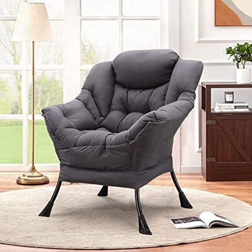 Amazon: W Warmhol Lazy Chair Upholstered Single Sofa Chair With Side  Pocket, Living Room Modern Velvet Fabric Reclining Armchair, Accent  Contemporary Lounge Chair, Single Steel Frame Leisure Sofa Chair (grey) :  Home For Widely Used Modern Velvet Upholstered Recliner Chairs (Photo 10 of 10)