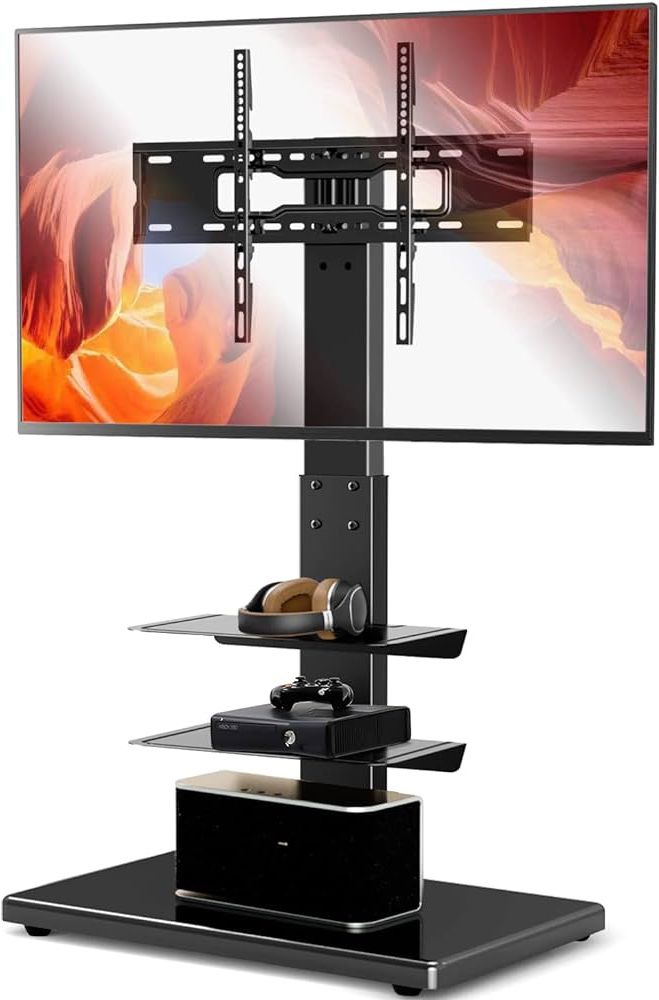 Amazon: Yomt Floor Tv Stand With Sturdy Wood Base, Tall Universal Tv  Stand With Mount For Most 32 75 Inch Tvs Up To 110 Lbs, Height Adjustable Tv  Stand With Swivel, Tv Mount Throughout Newest Universal Floor Tv Stands (Photo 5 of 10)