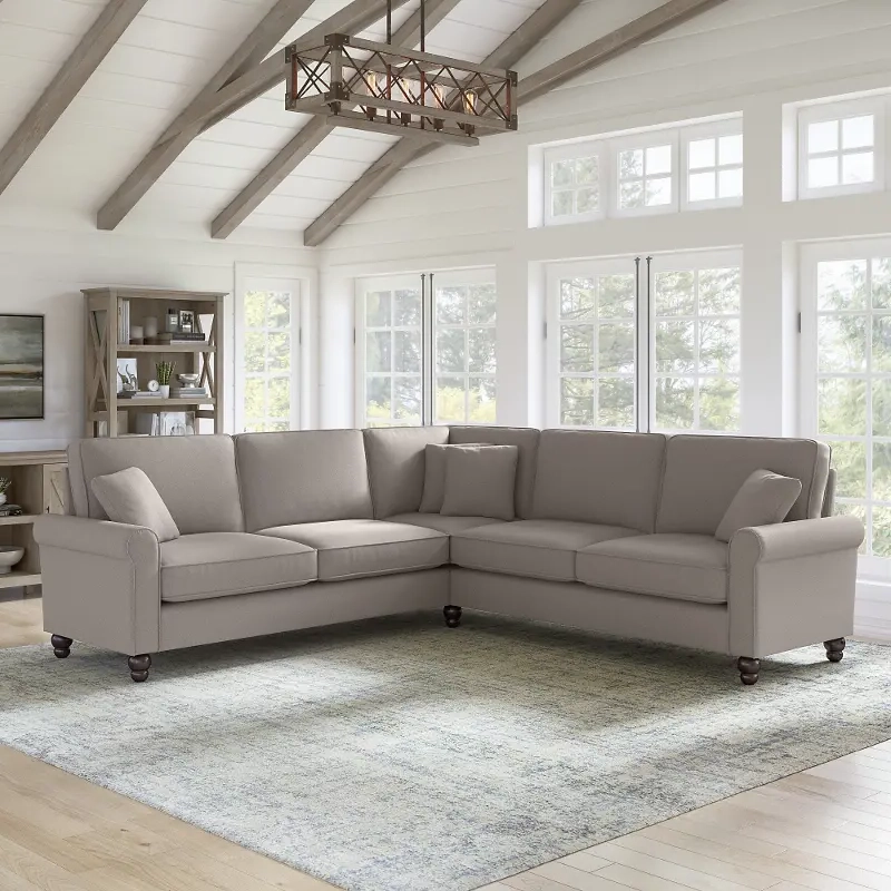 Beige L Shaped Sectional Sofas In Well Known Hudson Beige L Shaped Sectional – Bush Furniture (Photo 1 of 10)