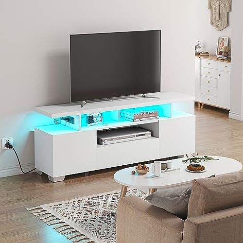Best And Newest Tv Stands With Led Lights & Power Outlet Intended For Amazon: Modern Tv Stand With Power Outlet, Tv Console With Led Lights, Tv  Stand For 65 Inch Tv, Gaming Entertainment Center With Storage Cabinet And  Large Storage, Tv Stands For Living Room, (View 2 of 10)