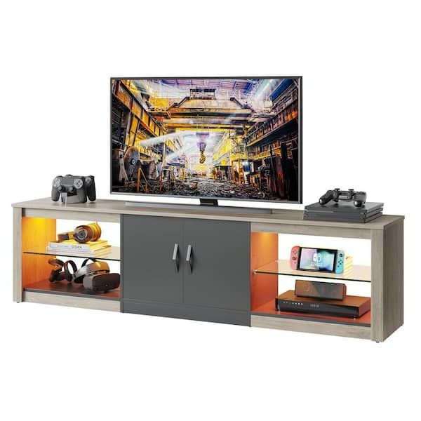 Bestier 70 In. Grey Wash Tv Stand Fits Tv's Up To 75 In (View 6 of 10)