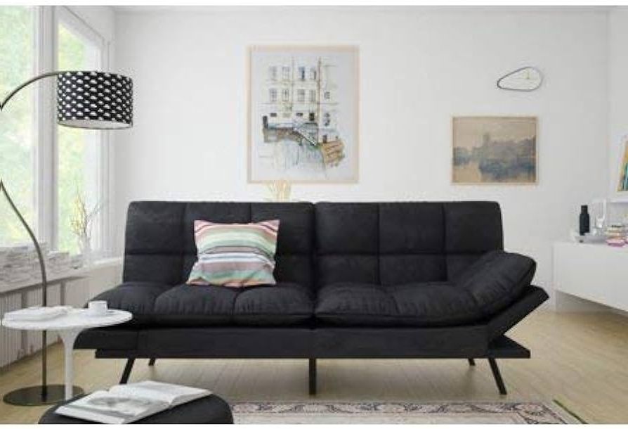 Featured Photo of Top 10 of Black Faux Suede Memory Foam Sofas