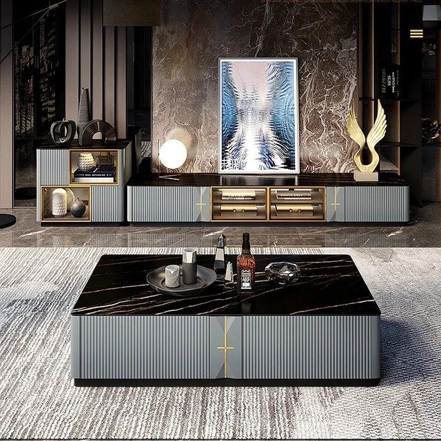Black Luxury Sintered Stone Marble Rock Tea Table Tv Cabinet Modern Simple  Living Room Household Storage Cabinet Clear Windows – Tv Stands – Aliexpress With Famous Black Marble Tv Stands (Photo 8 of 10)