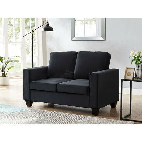 Black Velvet 2 Seater Sofa Beds For Fashionable Dakota Black Velvet 2 Seater Sofa (View 10 of 10)