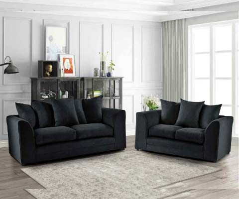 Black Velvet Fabric Sofa (View 5 of 10)