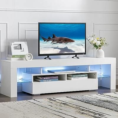 Bonzy Home Led Tv Stand For 65 Inch Tv Entertainment Center White Tv Stand  With 16 Colors Rgb Light And Remote Control Modern Tv Media Console For  Living Room Bedroom – Yahoo Shopping With 2017 Rgb Tv Entertainment Centers (View 9 of 10)