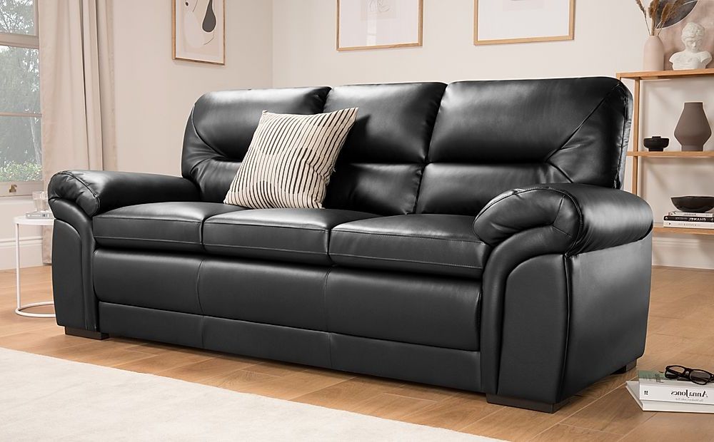 Bromley 3 Seater Sofa, Black Classic Faux Leather Only £ (View 5 of 10)