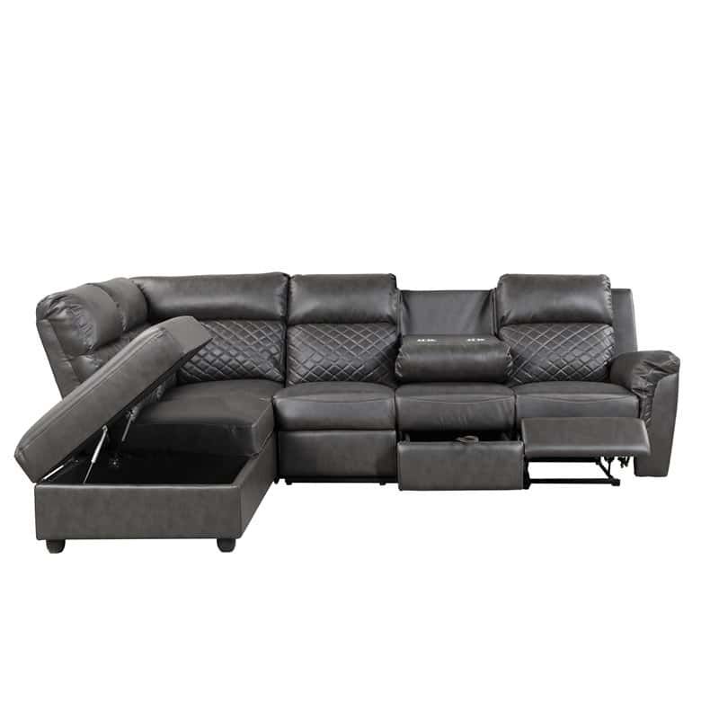 Charlotte Gray Faux Leather Sectional Sofagalaxy Furniture Throughout Well Liked Faux Leather Sectional Sofa Sets (View 10 of 10)