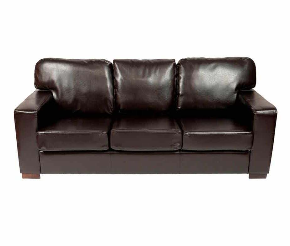 Chunky 3 Seater Sofa Dark Brown Faux Leather 5 Day Delivery Time Uk Only Within Fashionable Faux Leather Sofas In Dark Brown (View 5 of 10)