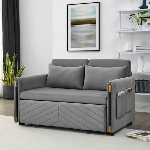 Convertible Gray Loveseat Sleepers Intended For Widely Used J&e Home 73 In. W Gray Polyester Full Size Convertible 2 Seat Sleeper Sofa  Bed Adjustable Loveseat Couch With Adjustable Backrest Gd W1193s00004 – The  Home Depot (Photo 1 of 10)