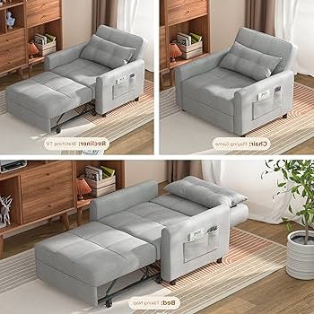 Convertible Light Gray Chair Beds Inside Trendy Amazon: Aiho Sleeper Chair, 3 In 1 Multi Function Chair Bed Sleeper,  Modern Convertible Chair Bed With Adjustable Backrest For Living Room  Apartment, Small Space, Light Gray : Home & Kitchen (Photo 8 of 10)
