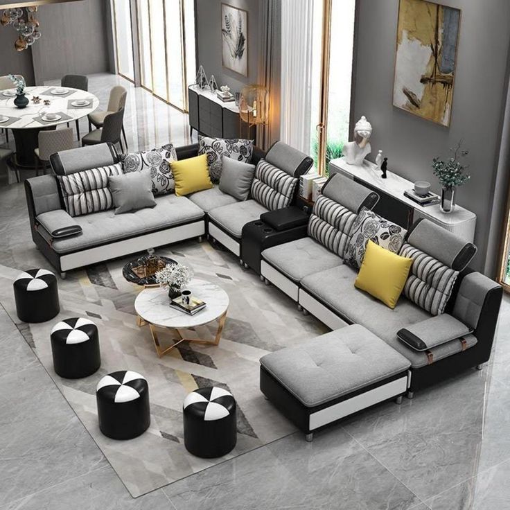 Corner Sofa  Design, Modern Sofa Designs, Sofa Set Designs For Modern U Shape Sectional Sofas In Gray (View 7 of 10)