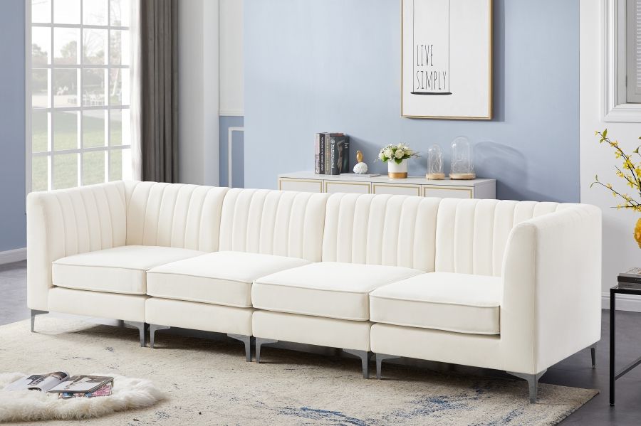 Cream Velvet Modular Sectionals Inside Widely Used Alina Velvet Modular Sofa Cream — Buy Furniture In Nyc – Bellissi Furniture (Photo 10 of 10)