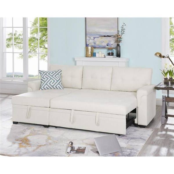 Cream Velvet Modular Sectionals Throughout Well Known Maykoosh Cream, Velvet Modular Sectional Sofa Reversible Sectional Sleeper  Pull Out Sectional Sofa Convertible Sofa With Chaise 58305w – The Home Depot (Photo 2 of 10)