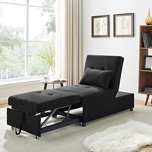 Current Amazon: Antetek Sleeper Chair Bed, Convertible Chair 4 In 1  Multi Function Folding Ottoman Sofa Bed Pull Out Sleeper Chair Beds,  Adjustable Backrest, Single Bed Chair For Small Space, Black(44” X 26” X With 4 In 1 Convertible Sleeper Chair Beds (View 4 of 10)