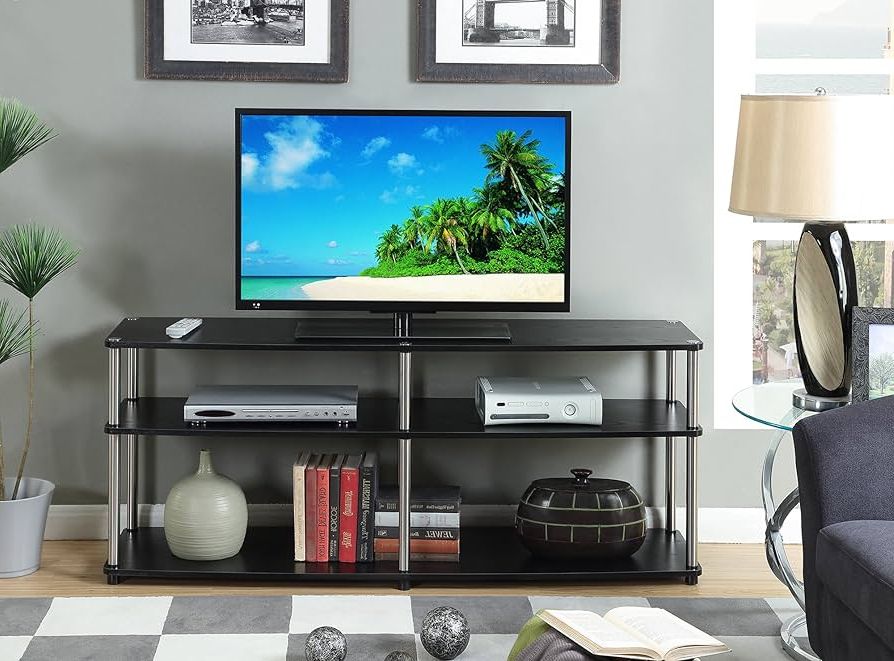 Current Amazon: Convenience Concepts Designs2go 3 Tier 60" Tv Stand, Black :  Home & Kitchen With Regard To Tier Stands For Tvs (Photo 2 of 10)