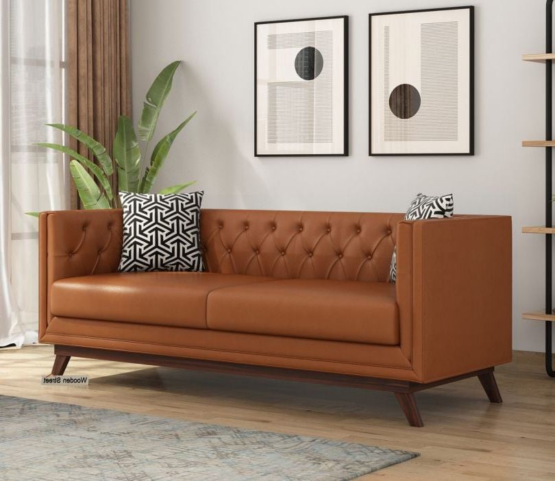 Current Buy Berlin 3 Seater Sofa (leatherette, Ginger Bread) Online In India At  Best Price – Modern Fabric Sofas – Sofa Sets – Living Room Furniture –  Furniture – Wooden Street Product Pertaining To Modern 3 Seater Sofas (View 2 of 10)