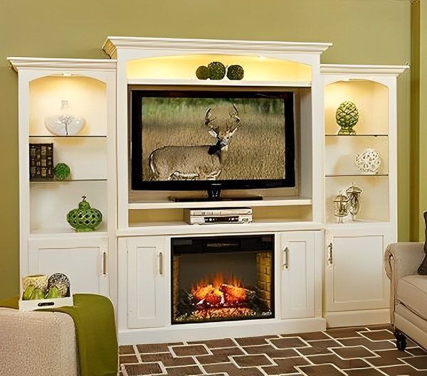 Electric Fireplace Entertainment Centers With Regard To Most Current Park Lane Fireplace Entertainment Center With Optional Bookcases (View 5 of 10)
