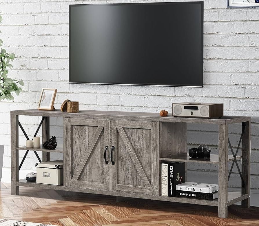 Famous Amazon: 4 Ever Winner 70" Farmhouse Tv Stand For 70 75 80 Inch Tv For  Living Room, Industrial & Rustic Farmhouse Entertainment Center For 75 Inch  Tv With Storage And Shelves, Long With Modern Farmhouse Rustic Tv Stands (View 10 of 10)