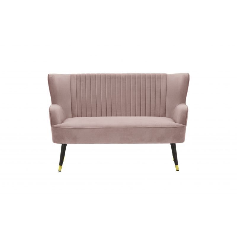 Famous Bench 2 Seats Velvet And Black Feet Brass Celio (pink) Within 2 Seater Black Velvet Sofa Beds (Photo 3 of 10)