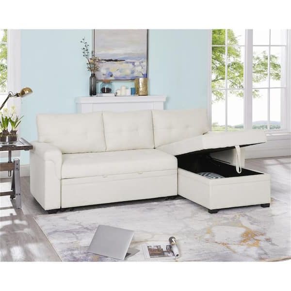 Fashionable Maykoosh Cream, Velvet Modular Sectional Sofa Reversible Sectional Sleeper  Pull Out Sectional Sofa Convertible Sofa With Chaise 58305w – The Home Depot With Cream Velvet Modular Sectionals (View 4 of 10)