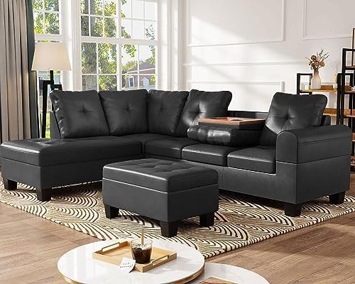 Fashionable Modern L Shaped Sofa Sectionals Throughout Amazon: Awqm Upholstered Sectional Sofa W/chaise Lounge, Modern L  Shaped Sofa Couch With Storage Ottoman Bench, Pu Leather Sectional Couches  With Cup Holder For Living Room Small Space : Electronics (View 3 of 10)