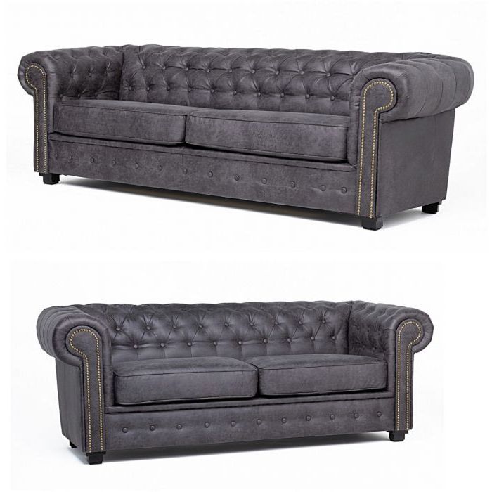Faux Leather Sofas Pertaining To Best And Newest Astor 3+ 2 Seater Grey Faux Leather Sofa Set (Photo 10 of 10)