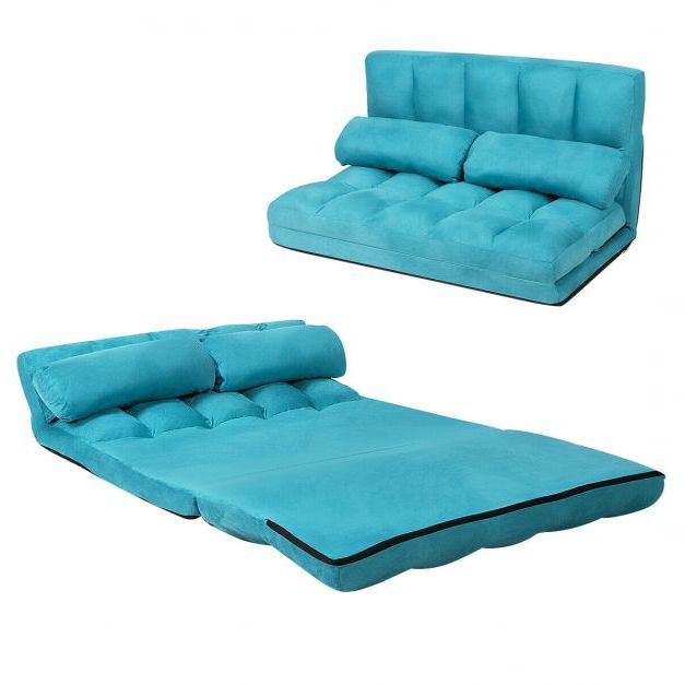 Favorite 2 In 1 Foldable Sofas Intended For 2 In 1 Folding Floor Lazy Sofa Bed With 6 Adjustable Seat Positions And 2  Pillows – Costway (Photo 8 of 10)