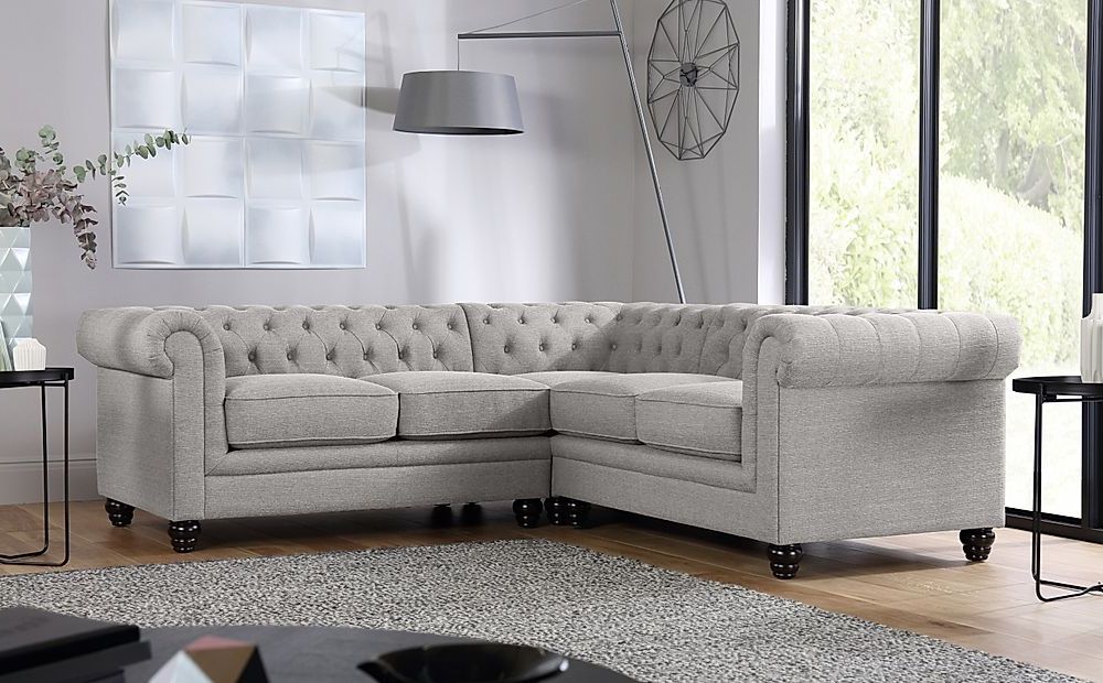 Favorite Light Charcoal Linen Sofas Pertaining To Hampton Chesterfield Corner Sofa, Light Grey Classic Linen Weave Fabric  Only £ (View 6 of 10)