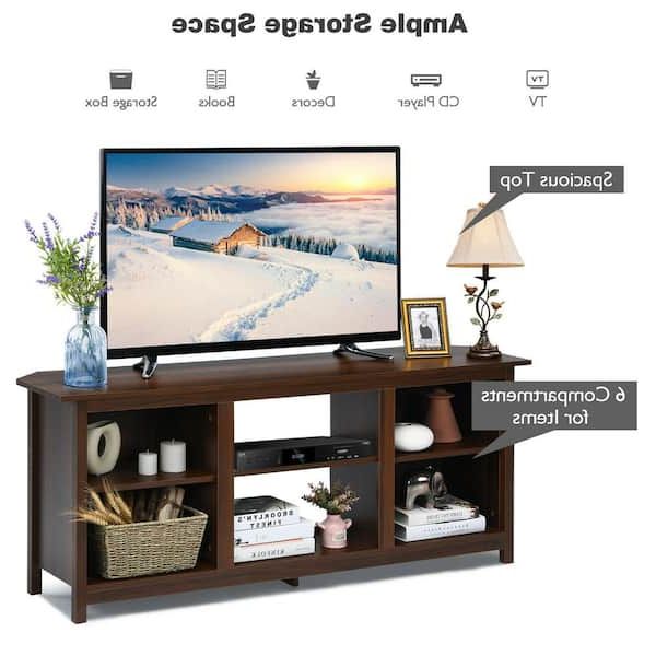 Forclover 58 In. Coffee Tv Stand Fits Tv's Up To 65 In. With A Removable  Shelf Sy 3665w60cf – The Home Depot With 2017 Cafe Tv Stands With Storage (Photo 6 of 10)